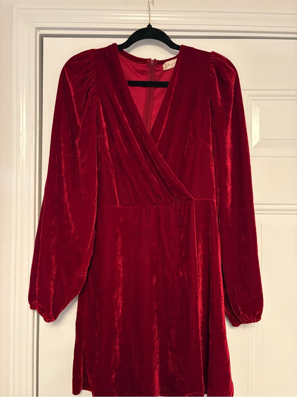 Alter’d State Red Velvet Long-Sleeve Wrap Dress